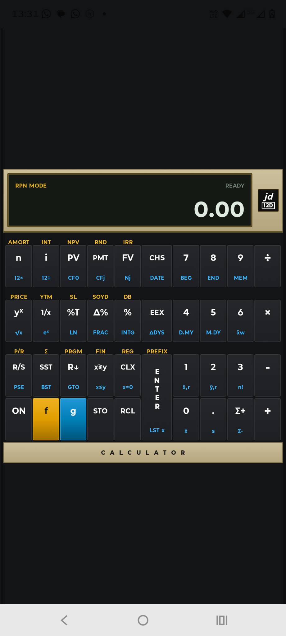 Interface do JD 12D em um smartphone